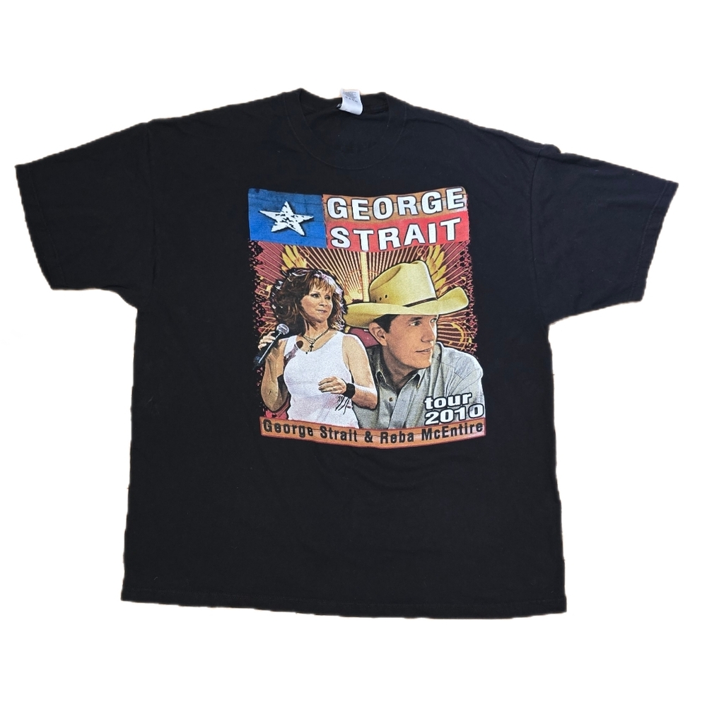 Vtg George Strait & Reba McEntire 2010 Tour Concert Shirt Black 2XL Made In USA